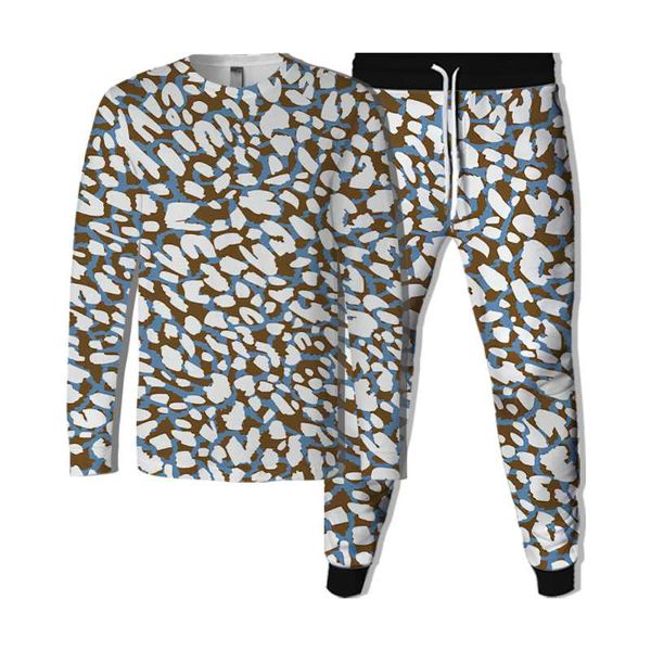 

men's tracksuits sweater long sleeve sweatshirt causal clothing fashion 2pcs sets men sports suit leopard print jogger, Gray