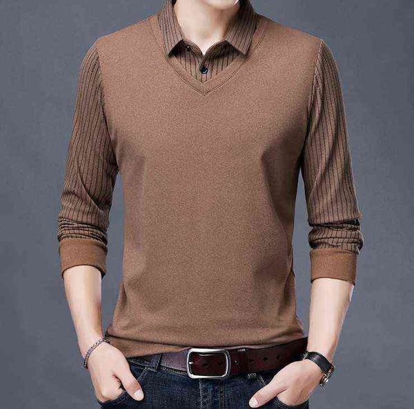

high grade sweater men's casual loose warm coat lapel false two piec of double-sided cashmere, White;black
