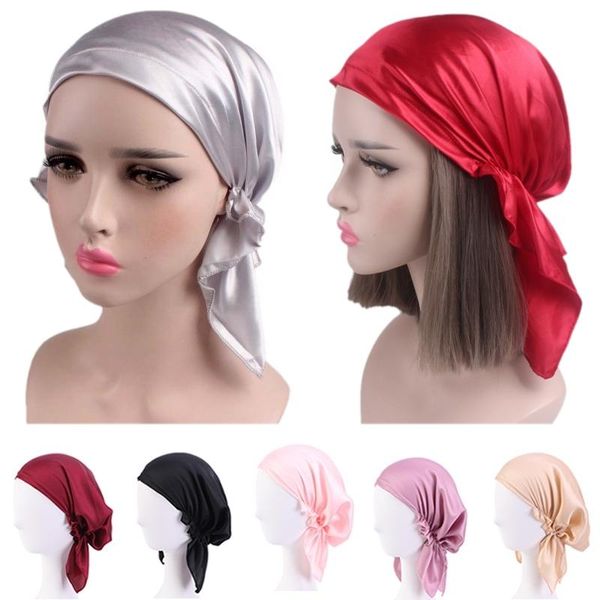 

beanie/skull caps woman satin large sleeping cap lightweight breathable night hats hair cover elastic band bonnet loss beanie sell, Blue;gray