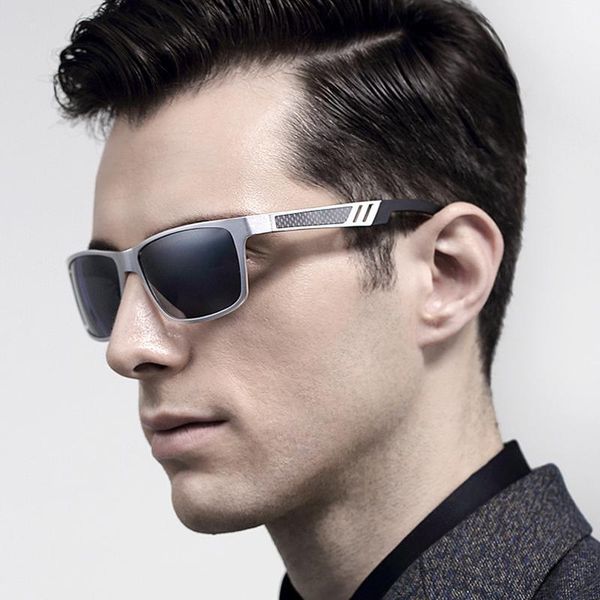 

sunglasses 2022 men square aluminum polarized eyewear accessories driving glasses gafas de sol, White;black
