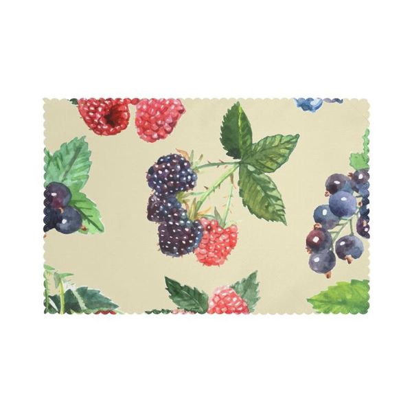 

mats & pads table drink placemats berry strawberry raspberry currant coffee mug cup coasters 6 pcs non-slip