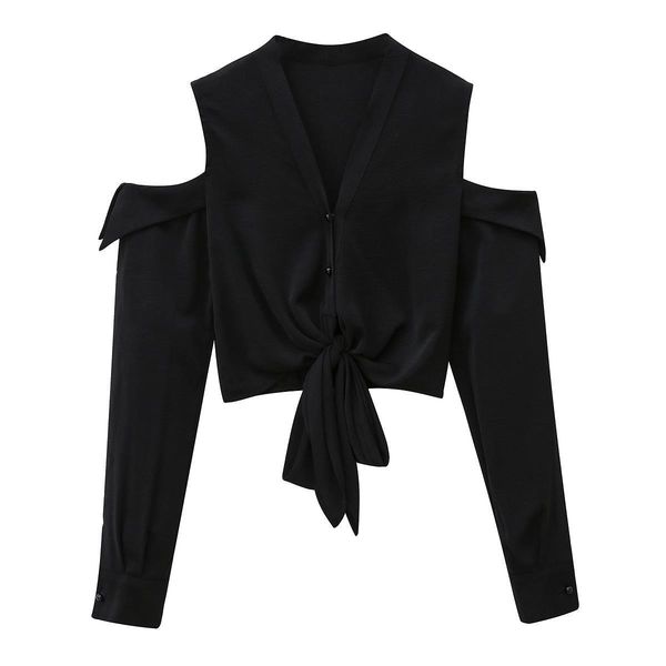 

blouse womens shirt women blusas mujer de moda long sleeve off shoulder black chiffon blusa d500, White