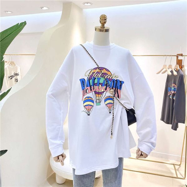 

white base shirt t-shirt autumn and winter 2020 new loose wtern style sweater with long sleeve women's plush thickened top