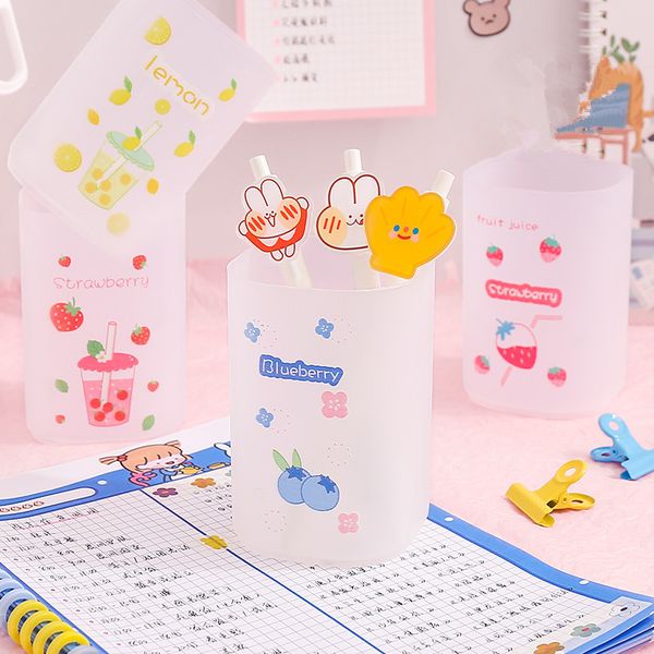 

nice fruit flower transparent frosted pen board organizer students delivers plastic square potato holder gift paper