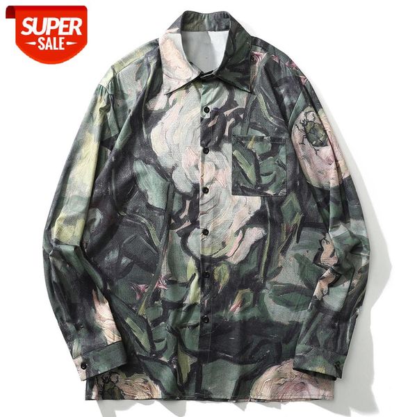 

Hip Hop Casual Streetwear Painting Print Shirts 2020 Autumn Harajuku Vintage Oversized Shirt Casual Cotton Long Sleeve Outwear #0U3o, White;black