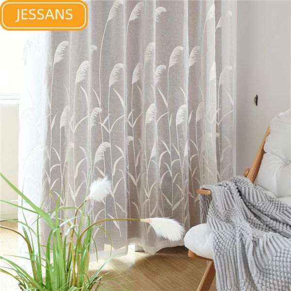 

curtain & drapes nordic modern and simple tulle curtains for living room bedroom window screens pastoral embroidery customized size