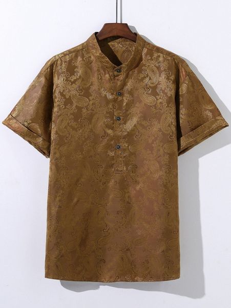 

men paisley & floral jacquard shirt 80dv#, White;black