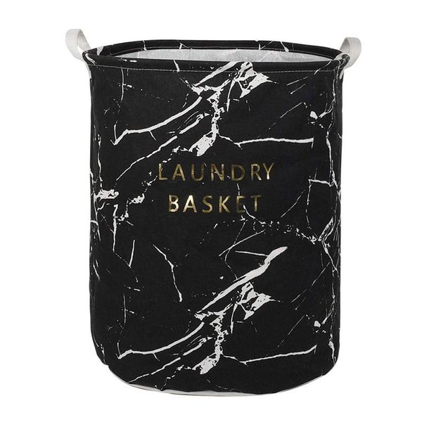 

collapsible clothes store marble pattern dirty clothes children toy storage laundry storage basket black