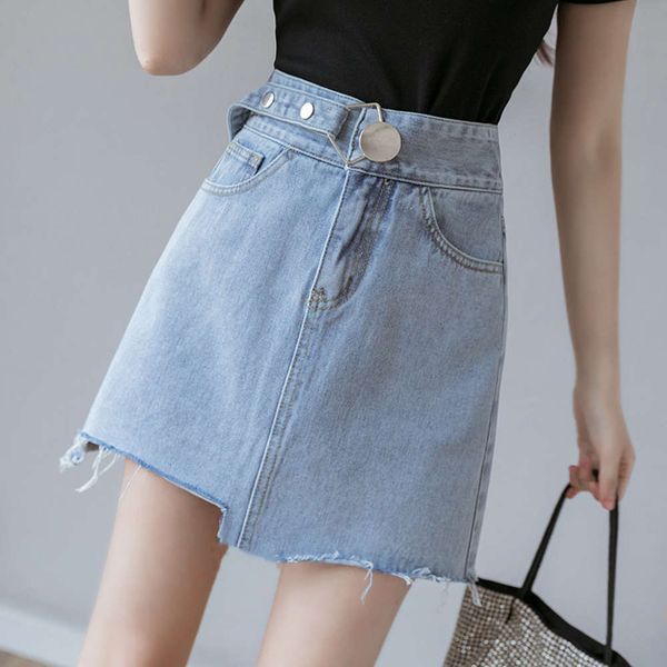 

new korean high waist a-line denim skirt in spring and summer of 2021, Blue