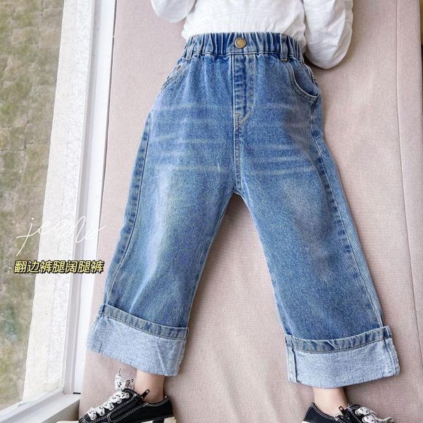 

jeans 2021 spring autumn girls casual pant baby kids children denim trousers, Blue