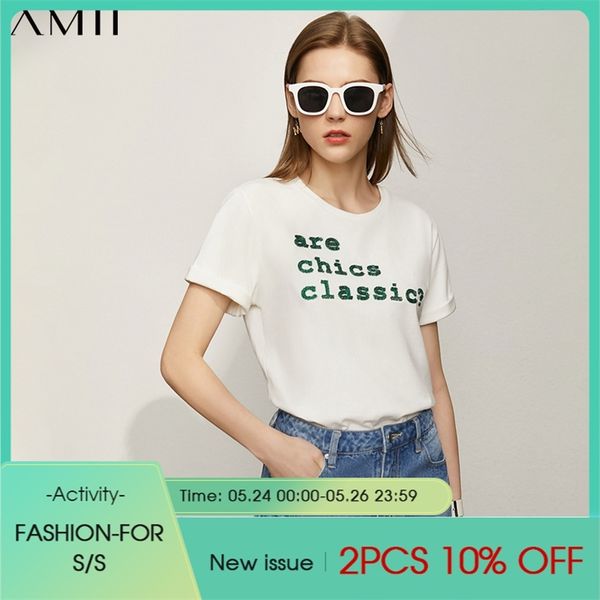 

minimalism summer fashion tshirt for women offical lady 100%cotton letter embroidery onck women's 12130177 210527, White