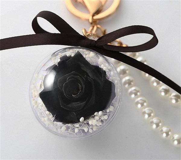 

preserved rose flower in acrylic ball key chain immortal flower tassel romantic gift valentine's day birthday1 ld60911
