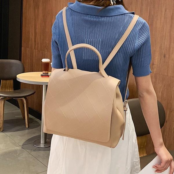

backpack style 2021 women backpack, casual fashion soft leather bag travel