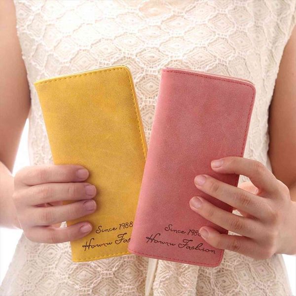 

minimalist thin pu leather ladies wallet multi card letter fashion clutch practical coin purse bag money, Red;black