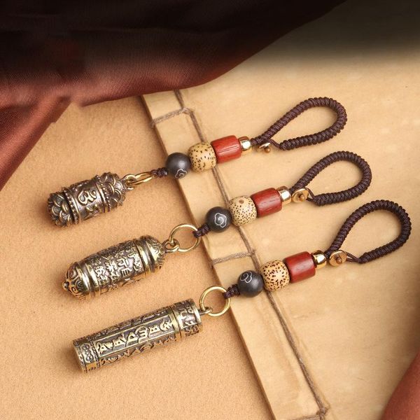 

keychains vintage copper pendant urn ashes filler buddhist scriptures keychain, Silver