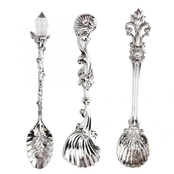 

3pcs retro vintage zinc alloy coffee spoon multipurpose ice cream dessert spoon cutlery stirring kitchen accessories