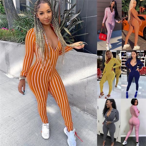 

women's jumpsuits & rompers women long sleeve striped jumpsuit romper casual clubwear wide leg pants outfits playsuit party trousers, Black;white