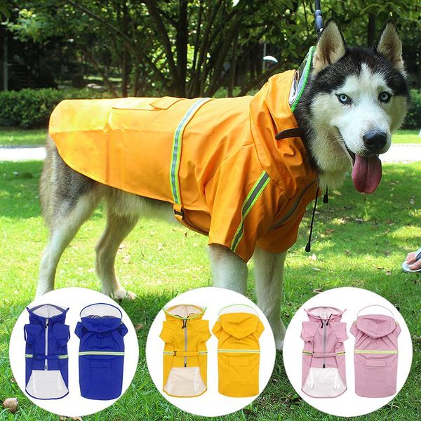 

pet cat large dog hooded raincoat waterproof dog clothes soft universal breathable functional rain jacket pet clothes
