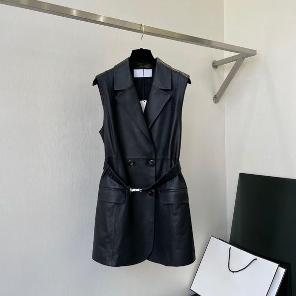 

women's leather & faux plus size  black dress autumn 2021 fashion double breasted sleeve trench women lamb skin long jacket