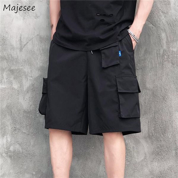 

men's shorts summer casual men multi-pockets tooling knee length trousers male baggy straight fitness streetwear large size m-3xl chic, White;black