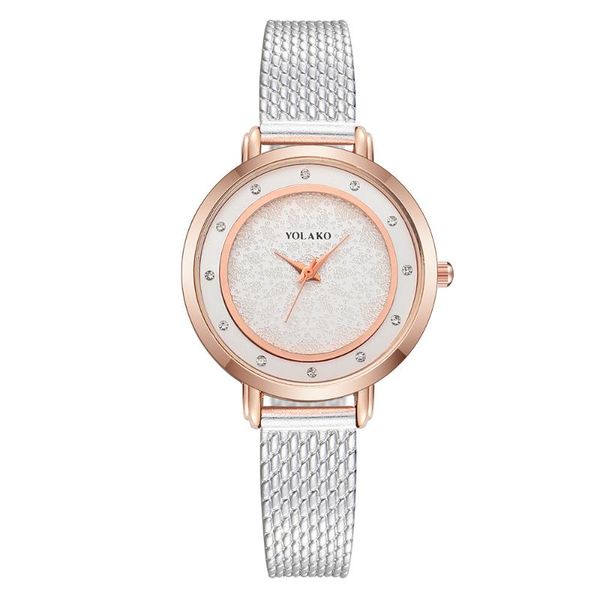 

wristwatches featured women watches creative dot dial ladies analog quartz wristwatch business strap fashion clock dress gift montre femme53, Slivery;brown