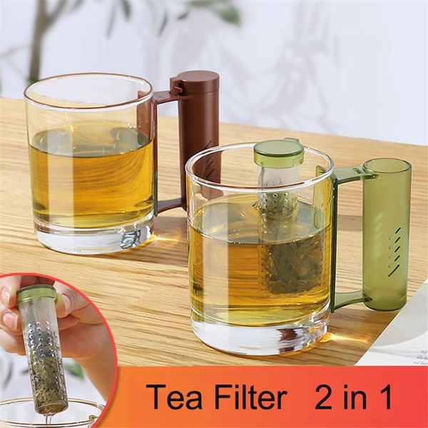 

wine glasses tea soaking separation filter cup multifunctional heat-resistant glass transparent water with handle drinkware