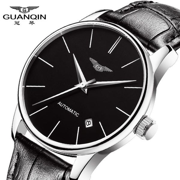 

wristwatches automatic mechanical watch waterproof crown piano business contracted male men's, Slivery;brown