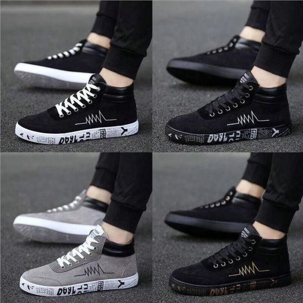 

2020 new fashion men lace up walking comfortable canvas shoes high sneakers breathable male boys casual flats sneakers