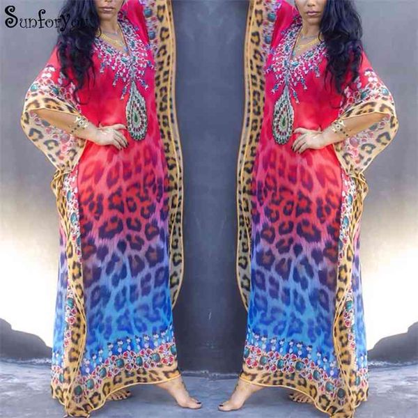 Plus Size Summer Beach Cover up Maxi Dress Pareo de Plage Costumi da bagno donna Bikini Up Stampa Long up Sarong Tunica 210722