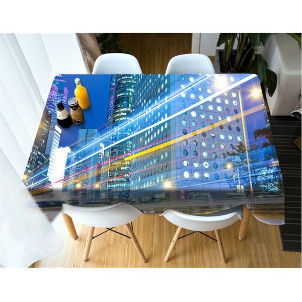 

3d beautiful building and bright light pattern tablecloth waterproof cloth thicken rectangular and round table cloth for wedding