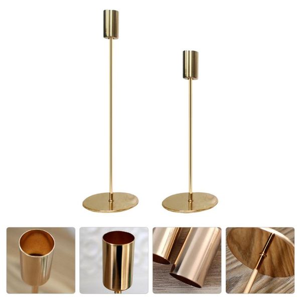 

candle holders 2pcs light luxury candleholder decor wrought iron candlestick adornment (golden)