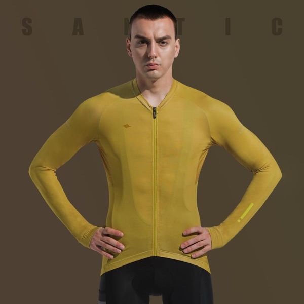 

racing jackets santic men cycling jersey long sleeves fit comfortable sun-protective road bike mtb jerseys spring autumn asian size wm0c0111, Black;red
