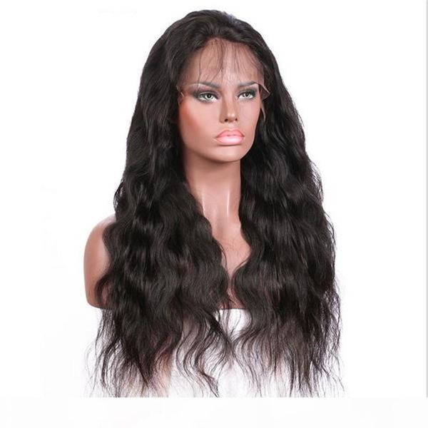

stocking 26inch loose wavy human hair virgin brazilian ponytail front lace wigs ing, Black;brown