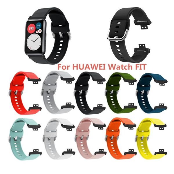 

watch bands fashion silicone replacement band wrist strap for huawei fit smartwatch accessories, Black;brown