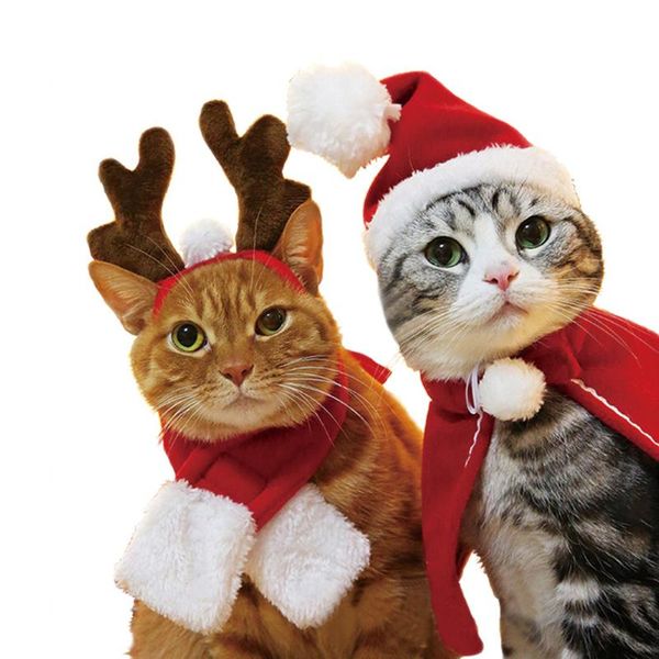 

cat costumes pet christmas cloak hat holiday suit dog disguise dress up clothes cartoon dressed pets