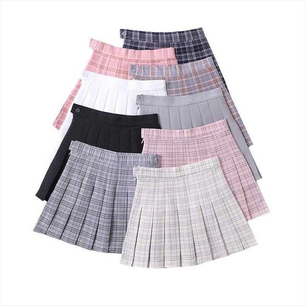 

harajuku pleated summer fashion plaid women skirts high waist mini sweet cute girls dance short, Black