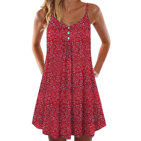 

casual dresses women summer boho dress floral print loose mini fashion v-neck sleeveless beach strap vestidos, Black;gray