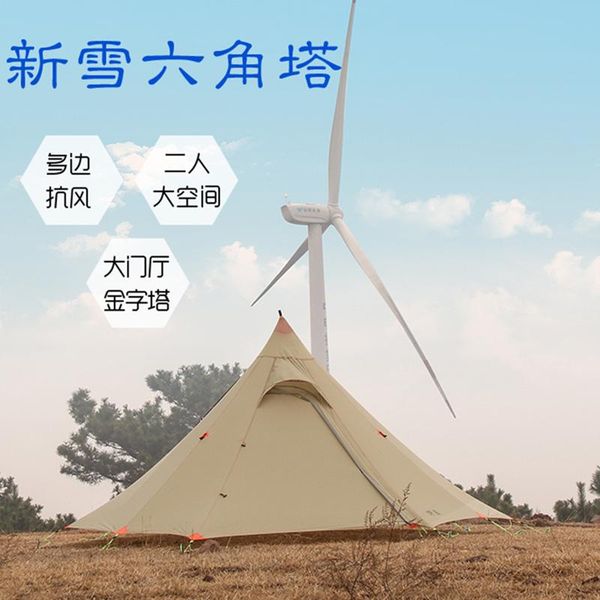 

tents and shelters asta gear xinxue pyramid hexagon double layer large-space silicon coating breathable windproof 1-2p camping tent no poles