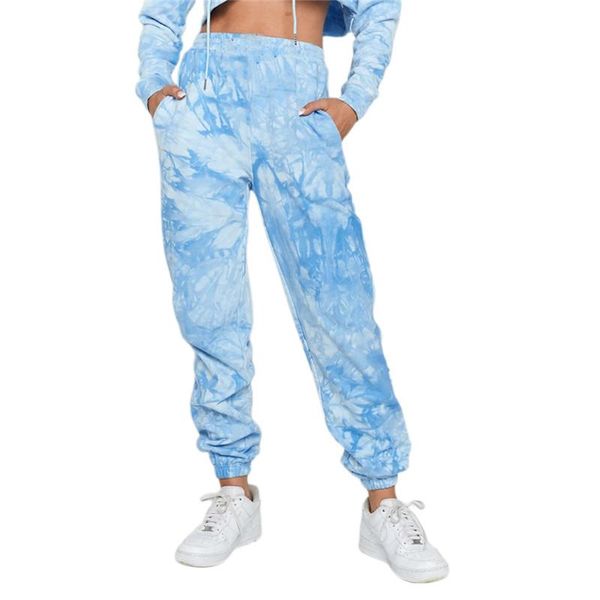 

women's pants & capris female women fashionable tie dye print high waist long casual woman loose trousers sports fashion, Black;white