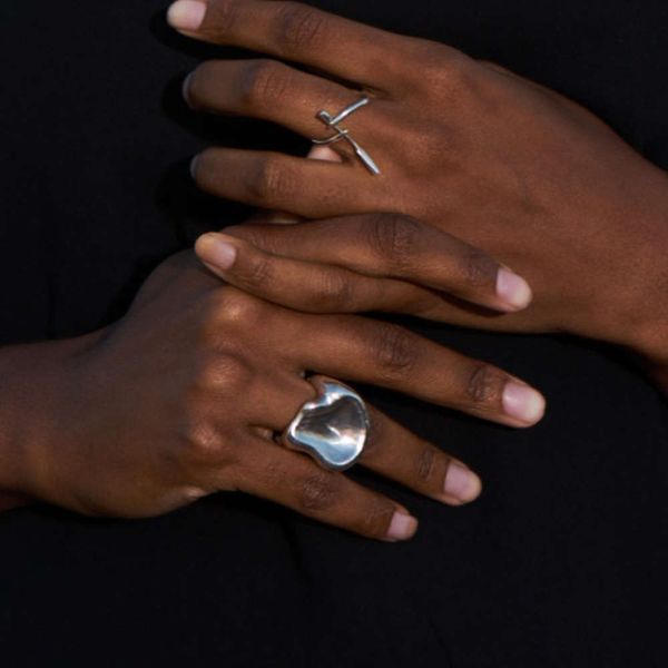 

hbp fashion ins cold talk about wind concave shaped fashionable personality metal texture niche design open ring female, Silver