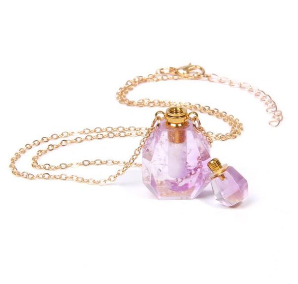 

charms crystal necklaces faceted stone perfume bottle pendant for women diffuser, Bronze;silver