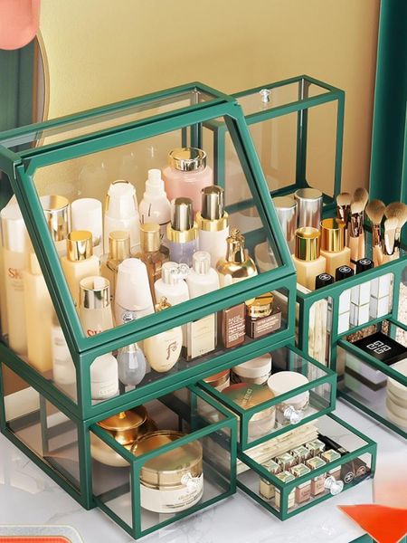 

storage boxes & bins large capacity luxury makeup organizer glass bathroom cosmetic deskhogar organizar vanity 50hz