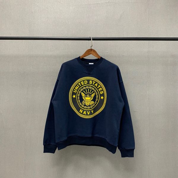 

2021 new reflection kanye navy vintage sweatshirts men women 1:1 united states letter printing crewneck hoodie clothes clothing ynyu, Black