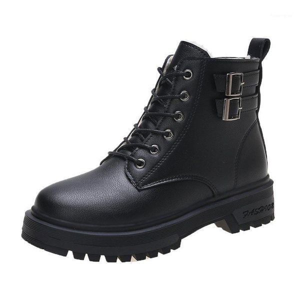 

boots 2021 autumn and winter women's flat plus velvet fashion1, Black
