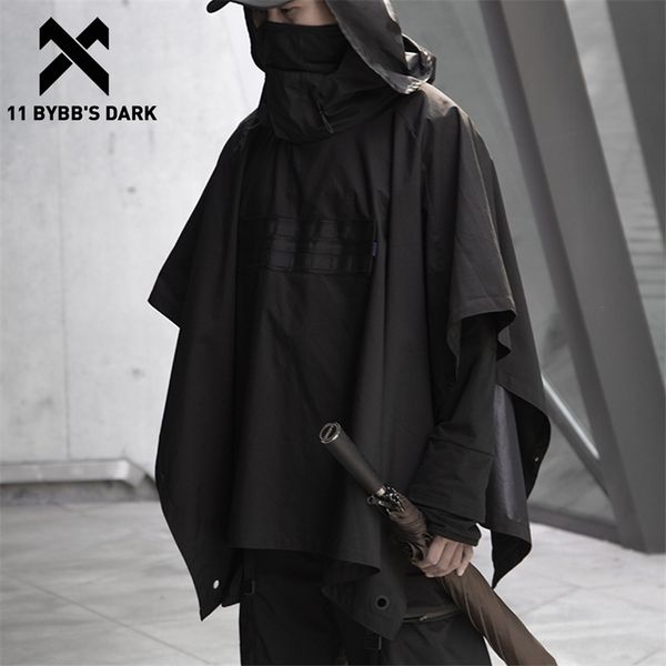 

11 bybb's dark dark functional cloak dark ninja jacket trench streetwear tactical pullover hoody windbreaker shawl coat men 211025, Black;brown