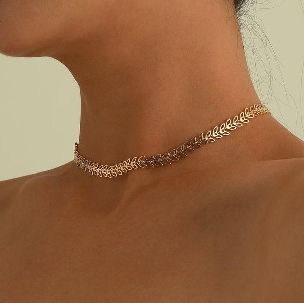 

chains leaves woman necklace hollow necklaces women clavicle chain wedding gold color elegant korean zinc alloy collares, Silver