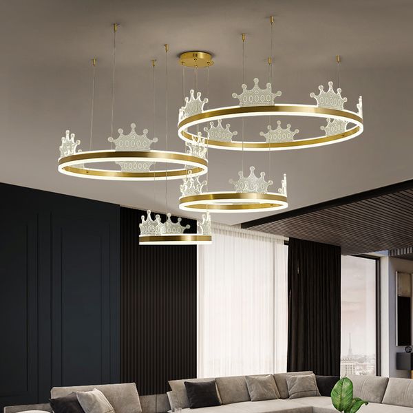 

tricolor three round ring dining room modern chandelier acrylic gold bronze led light from the electric lighting 8mc5