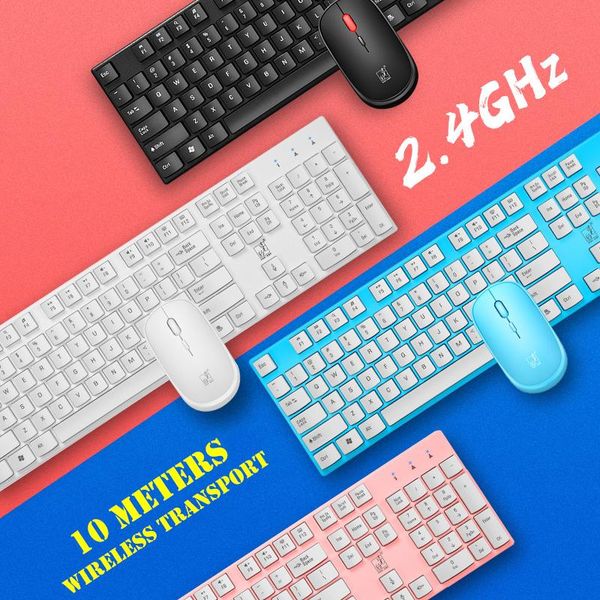 

keyboard mouse combos 2.4g wireless set solid candy color gaming and combo for home office desklapnotebook pc gift