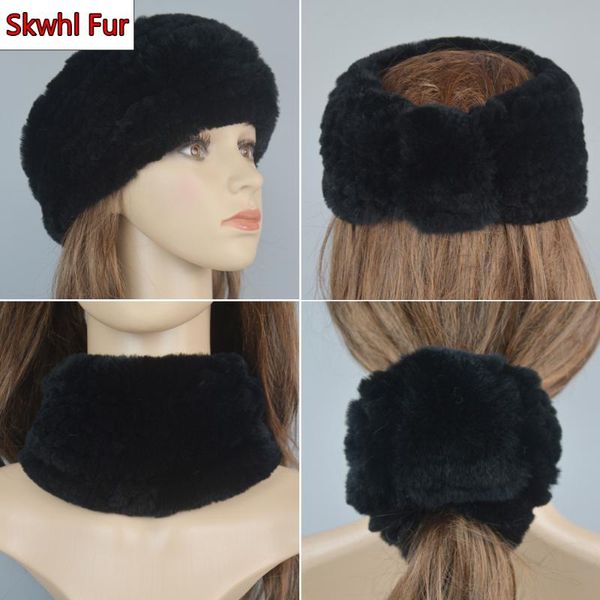 

scarves 2021 women real rex fur scarf female winter stretch mesh bib headband plush headgear, Blue;gray