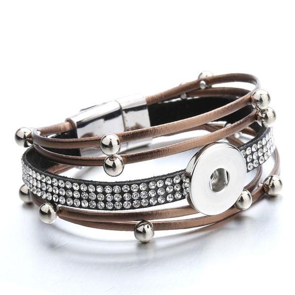 

snap button jewelry leather 18mm snap button bracelet punk multilayer leather bracelet armband snaps jllzrq, Golden;silver